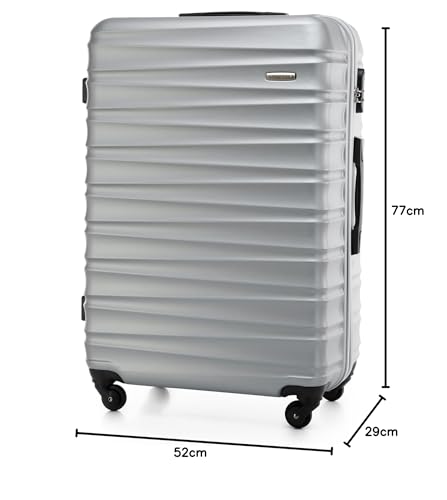 Maleta Grande WITTCHEN Trolley ABS Rígido con 4 Ruedas Giratorias, Cerradura de Combinación y Asa Telescópica – Modelo Groove Line, Gris