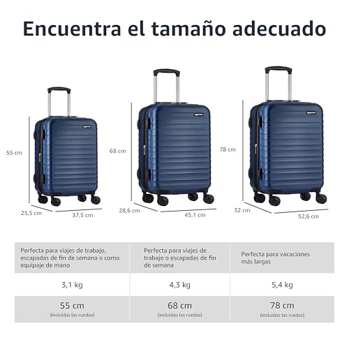 Maleta de Viaje Rígida Amazon Basics Giratoria 78 cm – Grande, Color Azul Marino