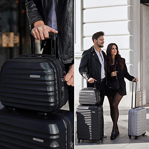Maleta Grande WITTCHEN Trolley ABS Rígido con 4 Ruedas Giratorias, Cerradura de Combinación y Asa Telescópica – Modelo Groove Line, Gris