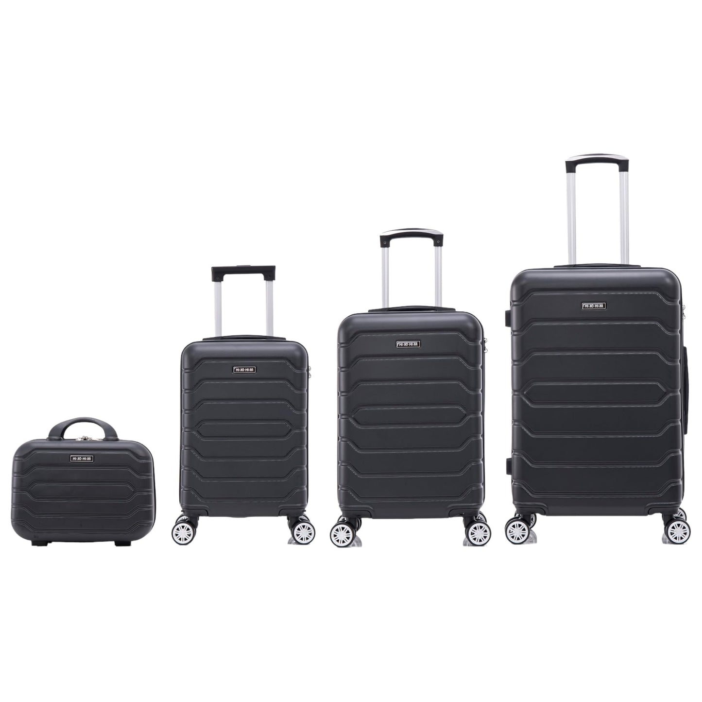Set de Maletas de Viaje Mi Ko Mi Ka en ABS Ligero – Juego de 3 o 4 Maletas con Cerradura Numérica, 4 Ruedas Giratorias 360°, Asa Telescópica de Aluminio – Modelo 8002, Negro
