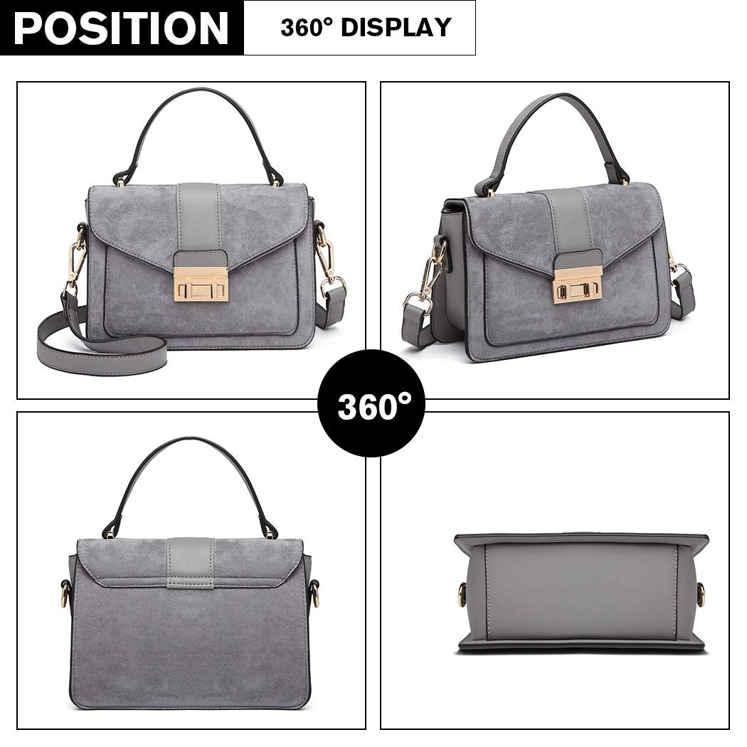Bolso Bandolera Miss Lulu para Mujer en Ante y PU con Hebilla Metálica Cuadrada – Elegante y Práctico