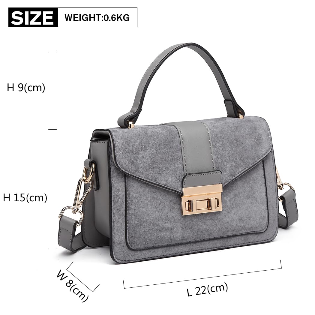 Bolso Bandolera Miss Lulu para Mujer en Ante y PU con Hebilla Metálica Cuadrada – Elegante y Práctico