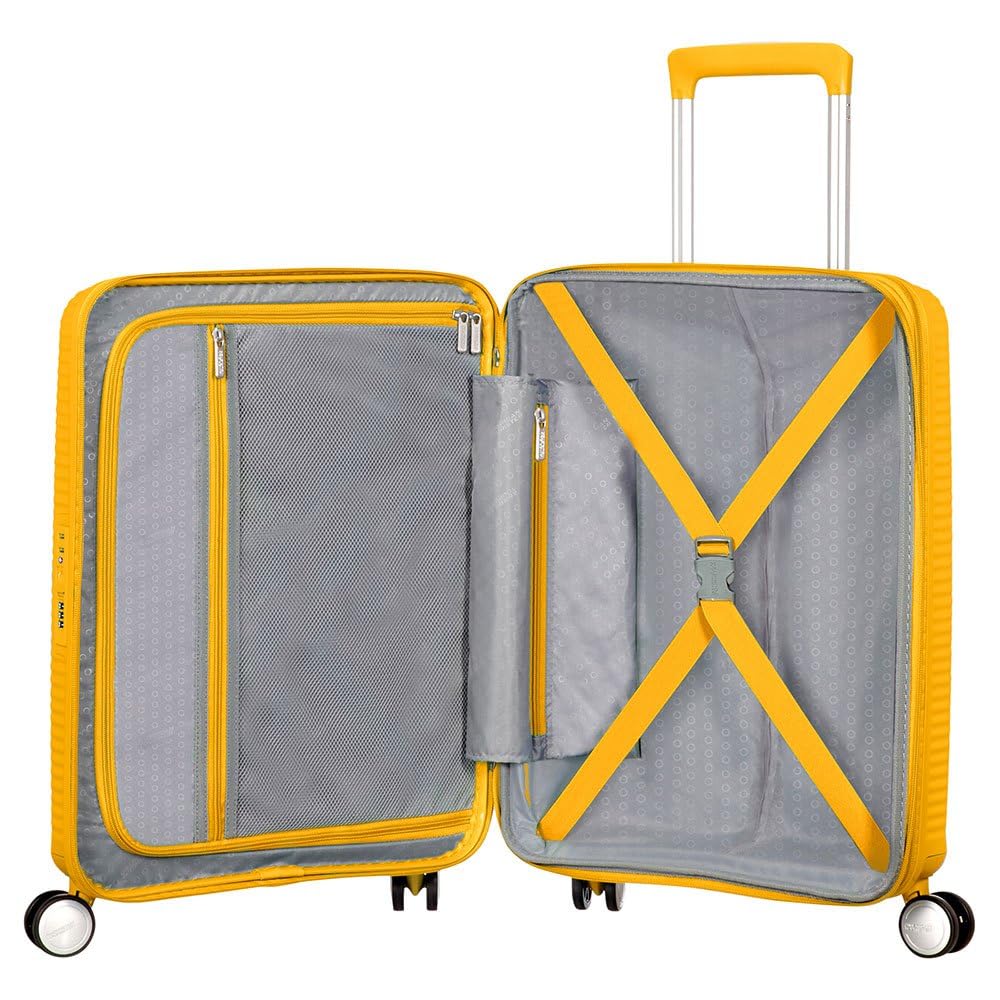 Maleta de Mano American Tourister Soundbox Spinner S 55 cm – Capacidad 41 L, Color Amarillo
