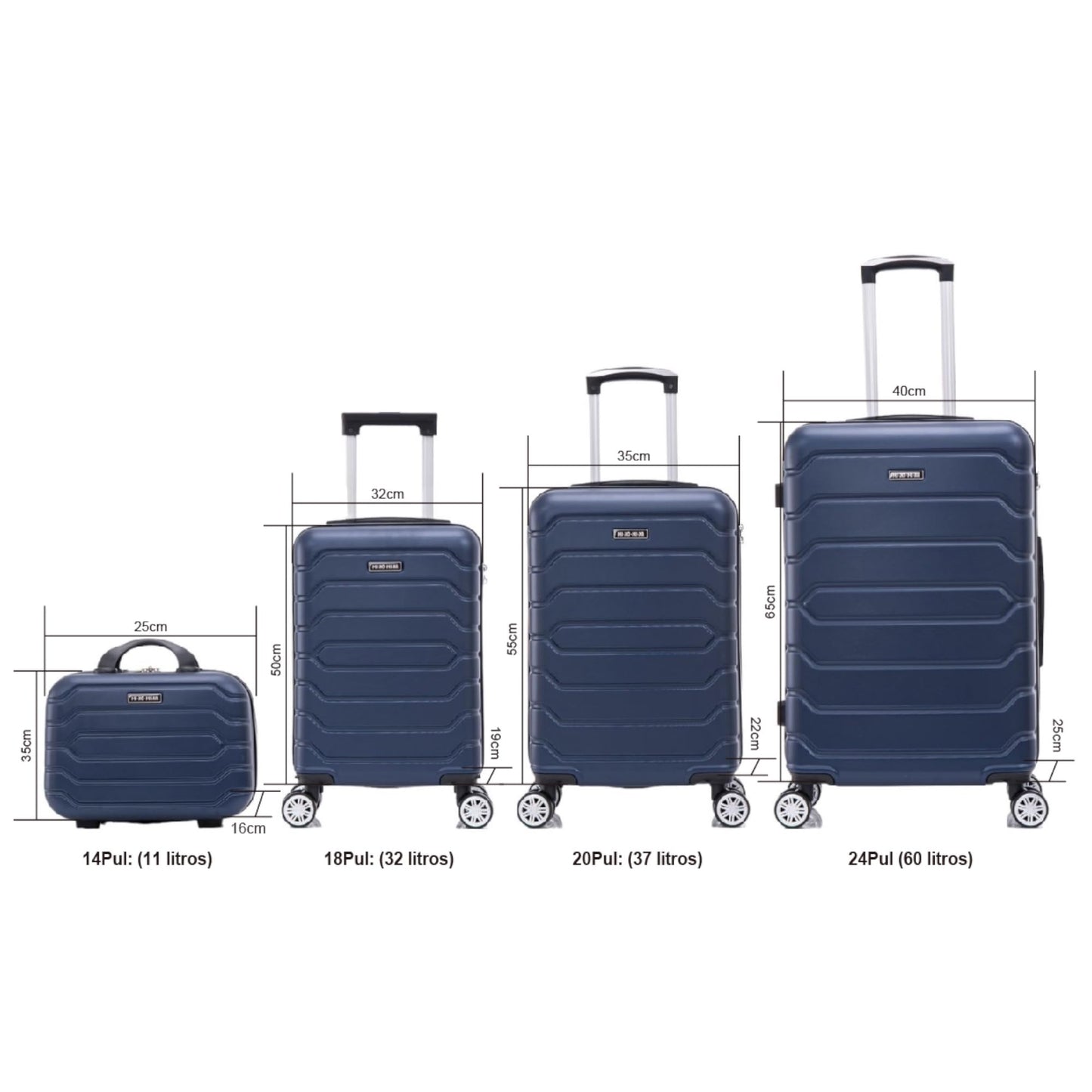 Set de Maletas de Viaje Mi Ko Mi Ka en ABS Ligero – Juego de 3 o 4 Maletas con Cerradura Numérica, 4 Ruedas Giratorias 360°, Asa Telescópica de Aluminio – Modelo 8002, Negro