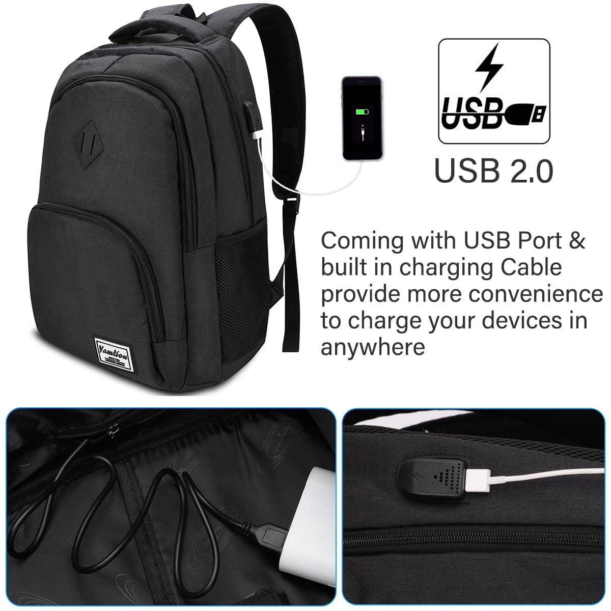 Mochila Escolar YAMTION para Portátil – Ideal para Estudiantes y Profesionales, Unisex