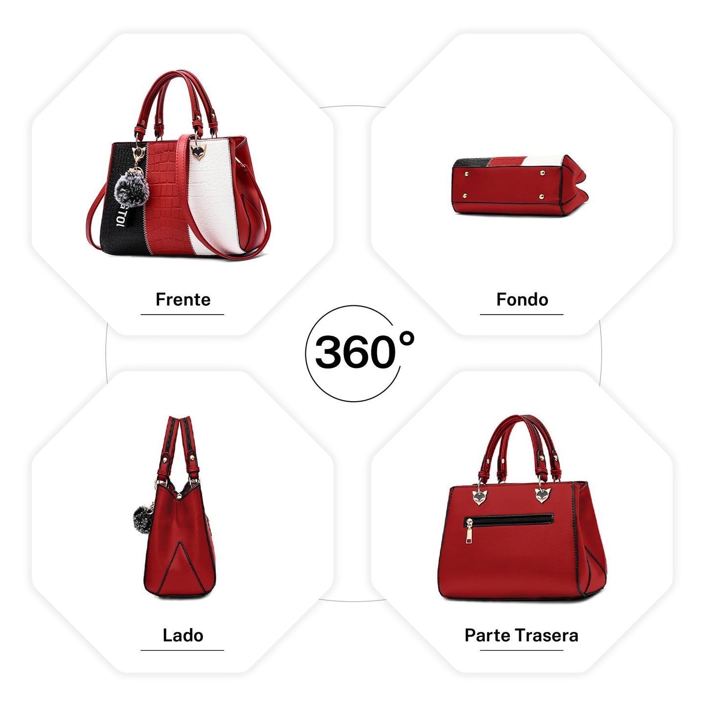 Bolso Casual VARLIVOO para Mujer en Cuero PU Impermeable con Patrón Cocodrilo – Bandolera, Mano y Tote