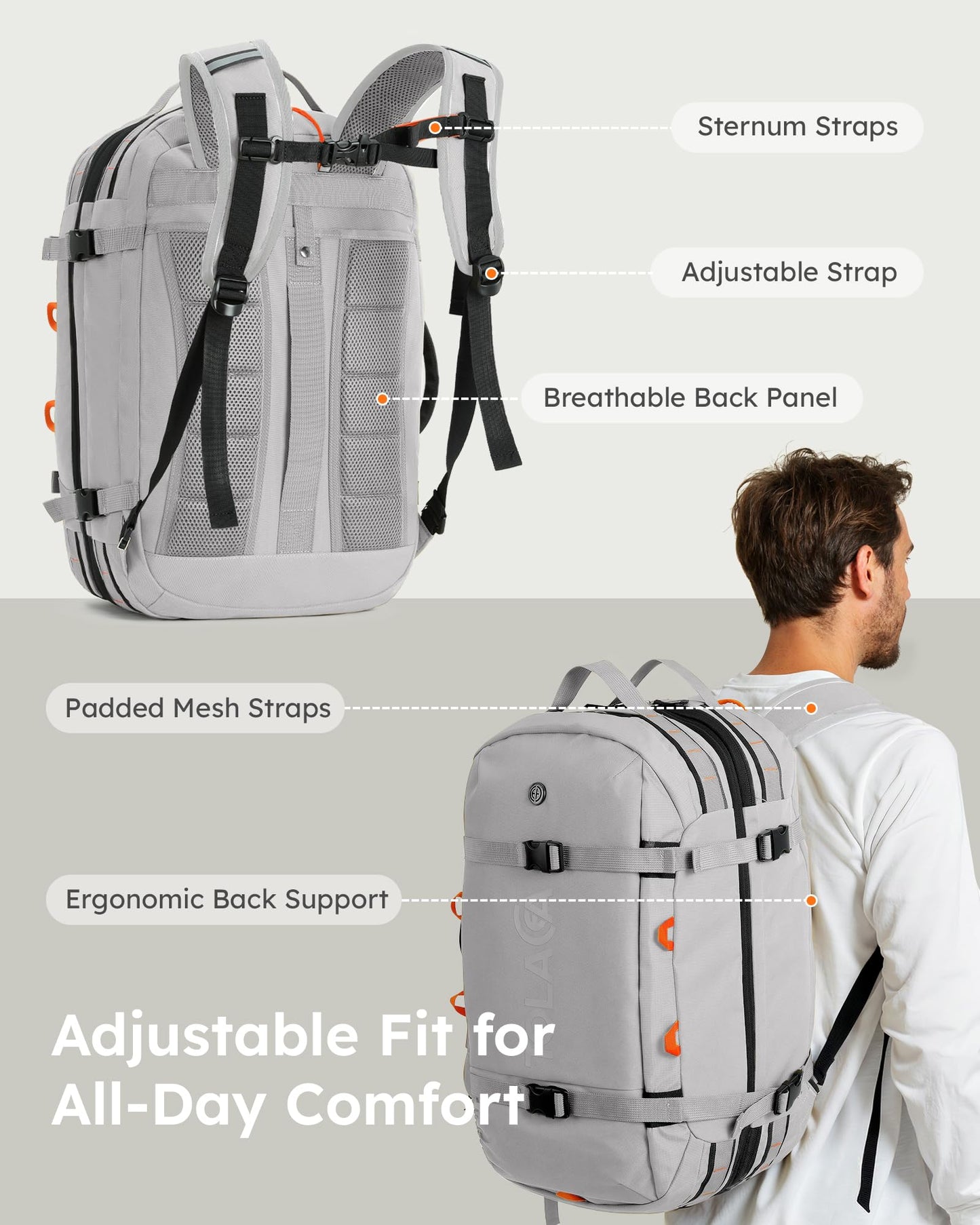 Mochila de Viaje Tolaccea 40-50L para Portátil 15.6" – Impermeable, Ideal para Trabajo y Excursión, Unisex