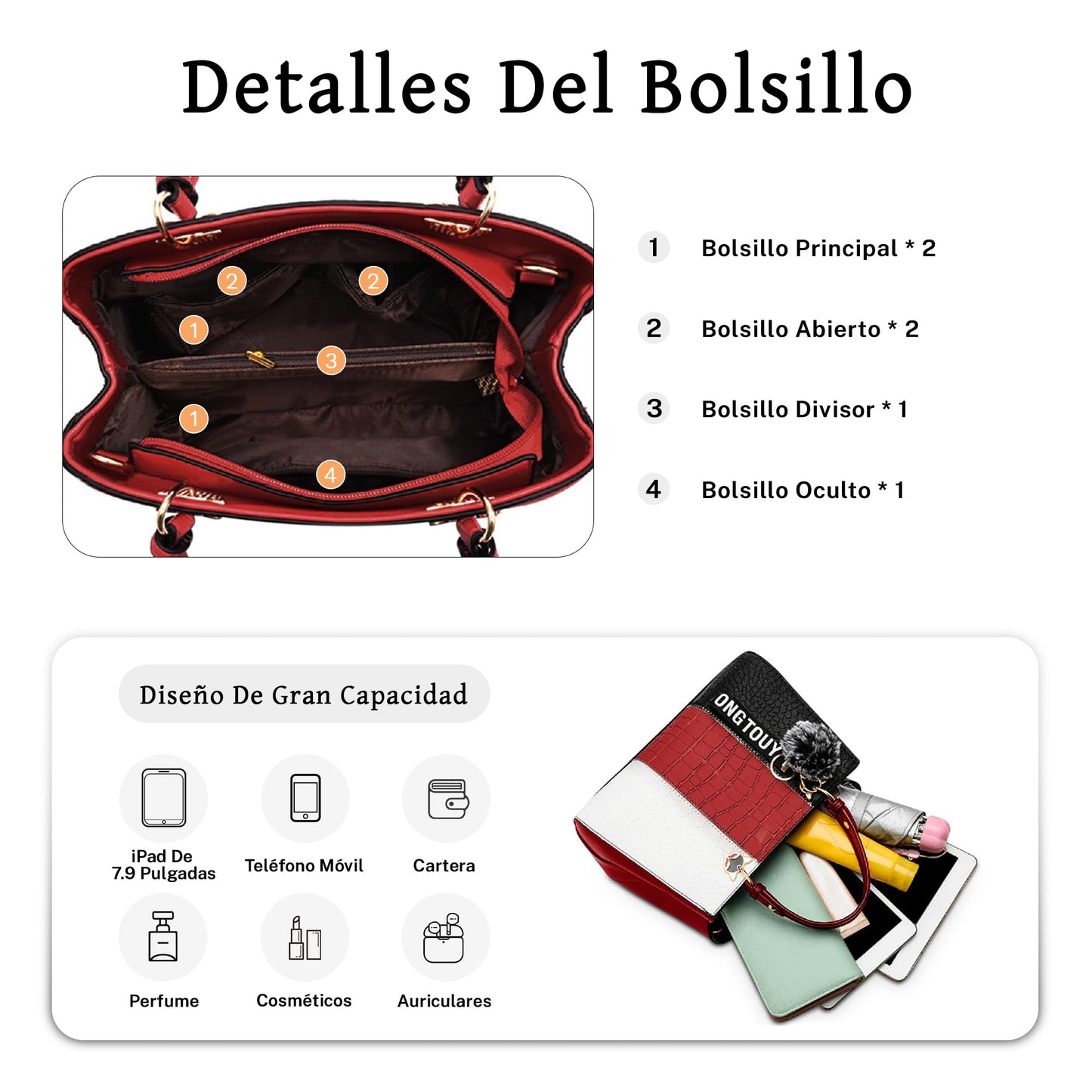 Bolso Casual VARLIVOO para Mujer en Cuero PU Impermeable con Patrón Cocodrilo – Bandolera, Mano y Tote