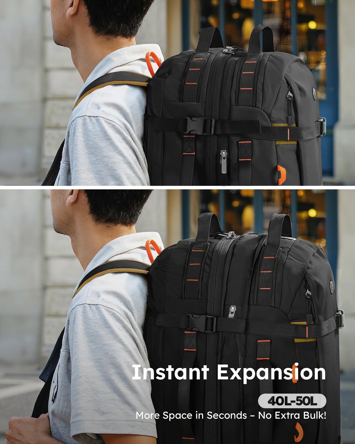 Mochila de Viaje Tolaccea 40-50L para Portátil 15.6" – Impermeable, Unisex, Ideal para Trabajo y Excursión