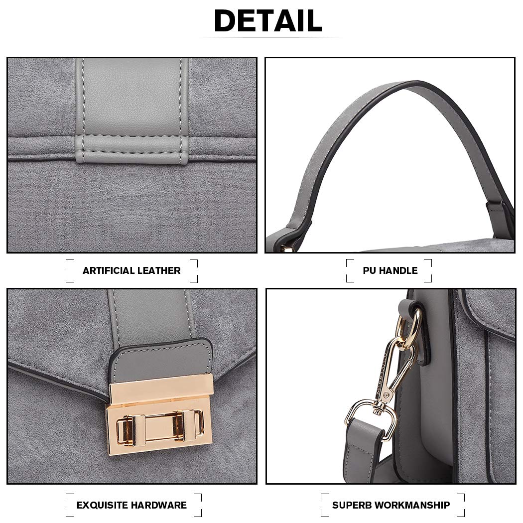 Bolso Bandolera Miss Lulu para Mujer en Ante y PU con Hebilla Metálica Cuadrada – Elegante y Práctico