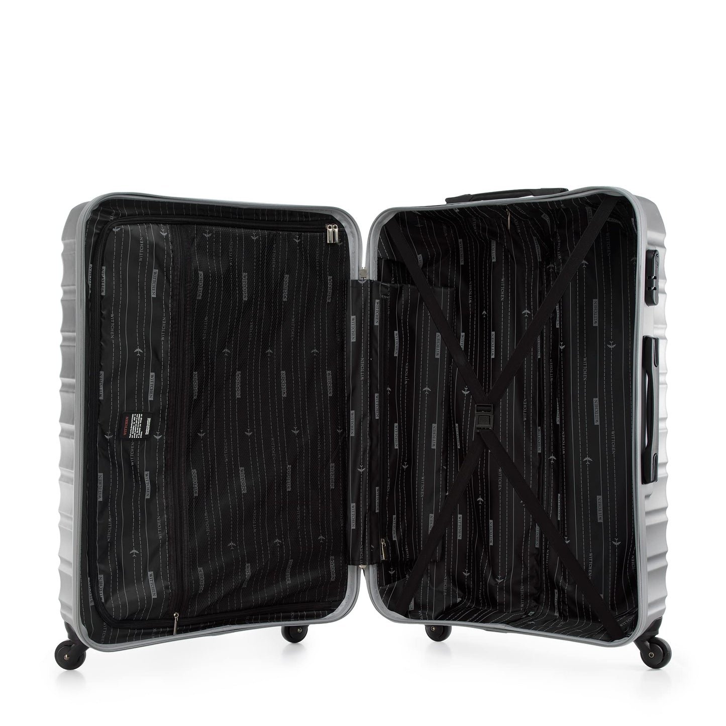 Maleta Grande WITTCHEN Trolley ABS Rígido con 4 Ruedas Giratorias, Cerradura de Combinación y Asa Telescópica – Modelo Groove Line, Gris