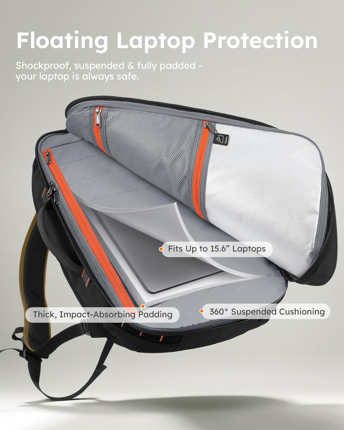 Mochila de Viaje Tolaccea 40-50L para Portátil 15.6" – Impermeable, Unisex, Ideal para Trabajo y Excursión