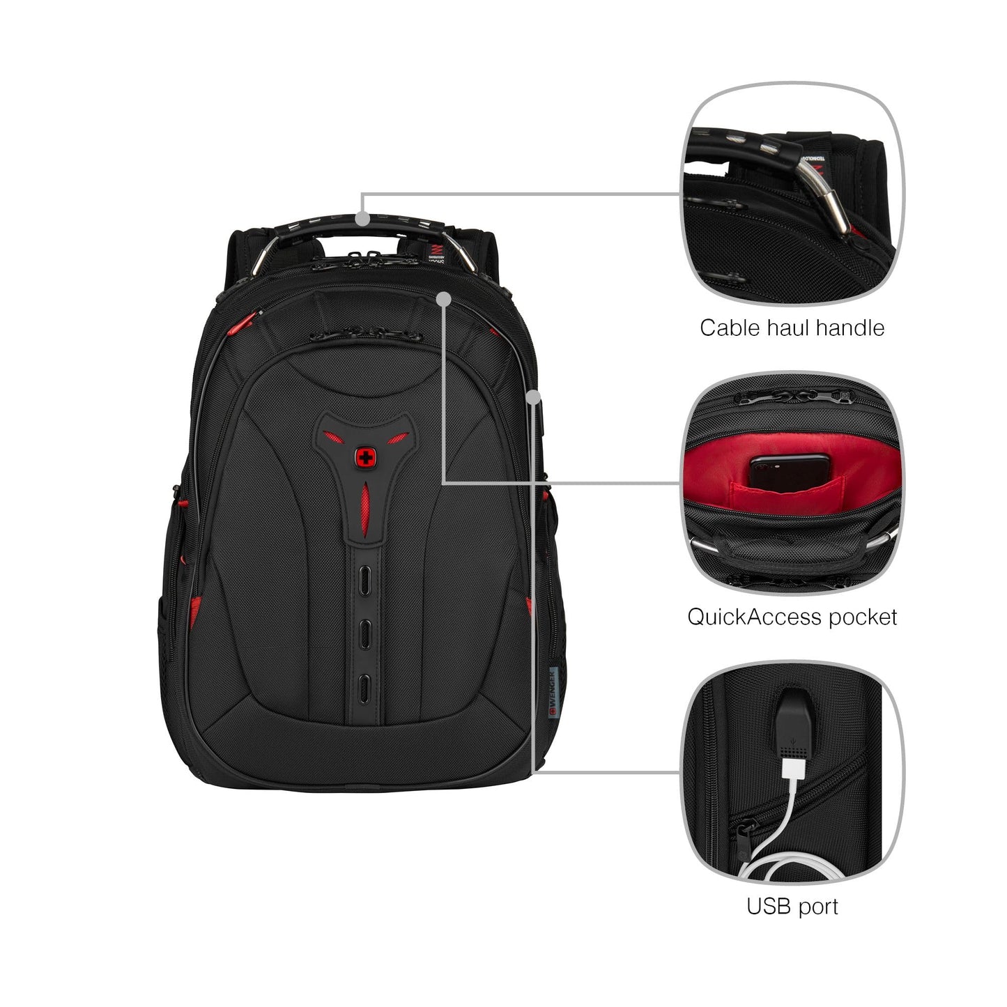 Mochila Wenger Pegasus Deluxe para Portátil 14-16" y Tableta hasta 10" – 25 L, Unisex, Ideal para Oficina, Universidad y Viajes, Color Negro