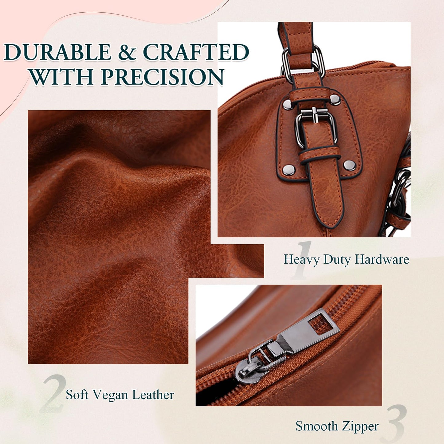 Bolso Bandolera MayBlosom para Mujer en Cuero PU con Correa Desmontable – Grande con Bolsillo Trasero, Ideal para Diario, Compras y Trabajo
