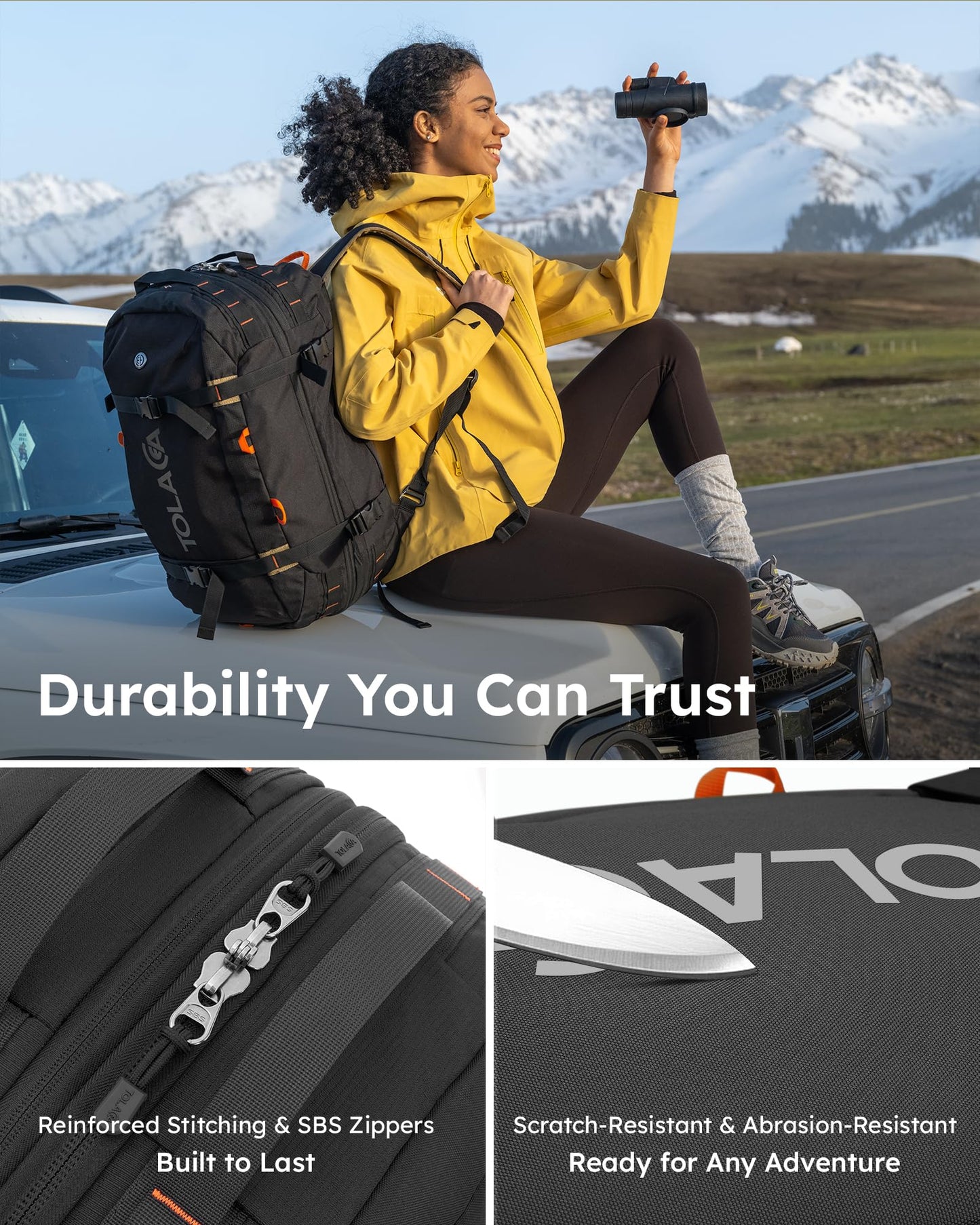 Mochila de Viaje Tolaccea 40-50L para Portátil 15.6" – Impermeable, Unisex, Ideal para Trabajo y Excursión