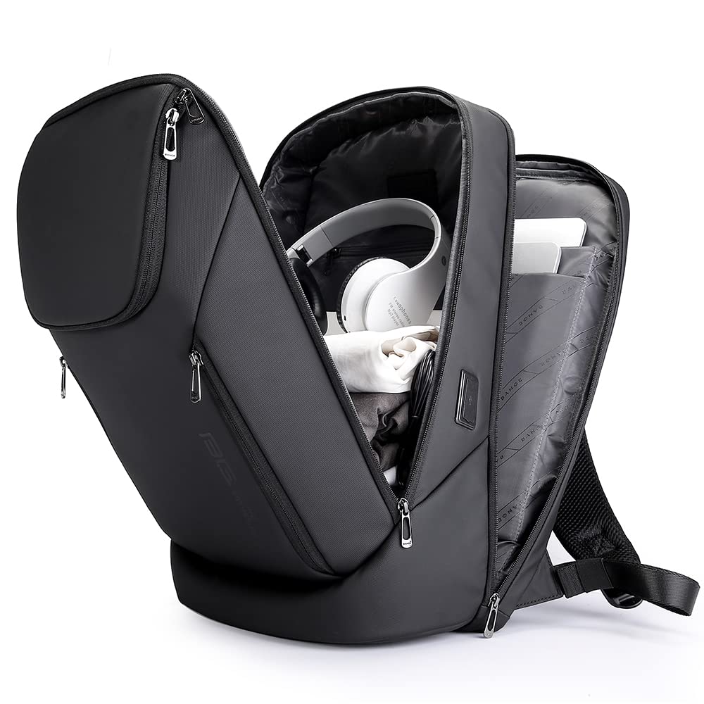 Mochila de Negocios Impermeable BANGE para Laptop 15.6" con Puerto de Carga USB – Tres Bolsillos, Tamaño L, Color Negro