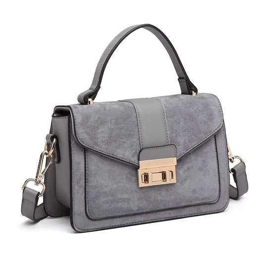 Bolso Bandolera Miss Lulu para Mujer en Ante y PU con Hebilla Metálica Cuadrada – Elegante y Práctico