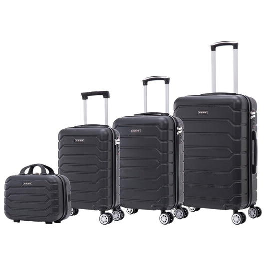 Set de Maletas de Viaje Mi Ko Mi Ka en ABS Ligero – Juego de 3 o 4 Maletas con Cerradura Numérica, 4 Ruedas Giratorias 360°, Asa Telescópica de Aluminio – Modelo 8002, Negro